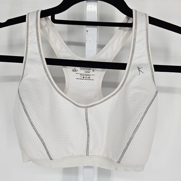 Danskin Now Womens Sz XL Racerback Sports Bra White Vented - Picture 1 of 3